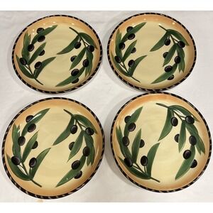 Set Of 4 Clay Art Olivia Rustica Salad Plate 8 1/2" Stonelite Olives & Leaves